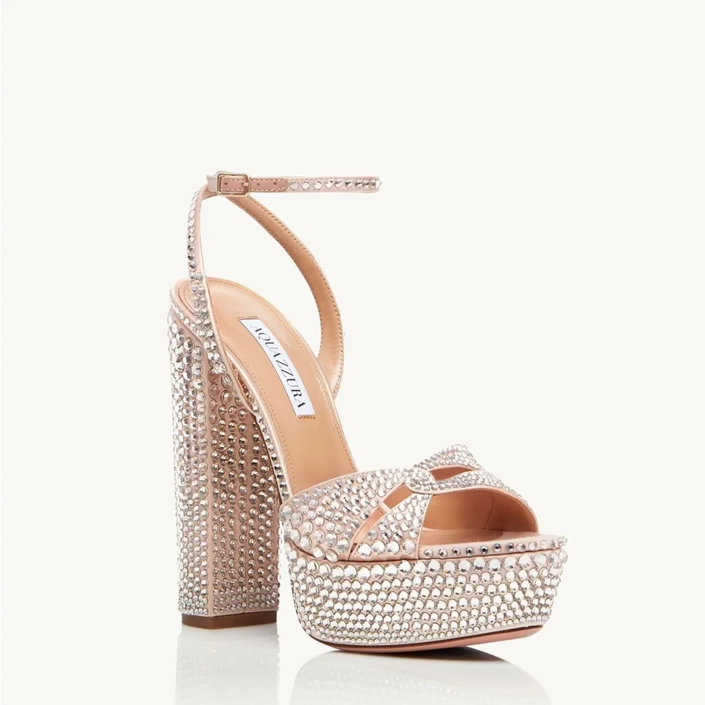 New AQUAZZURA Sinner Crystal Plateau 140 41 $2,495
